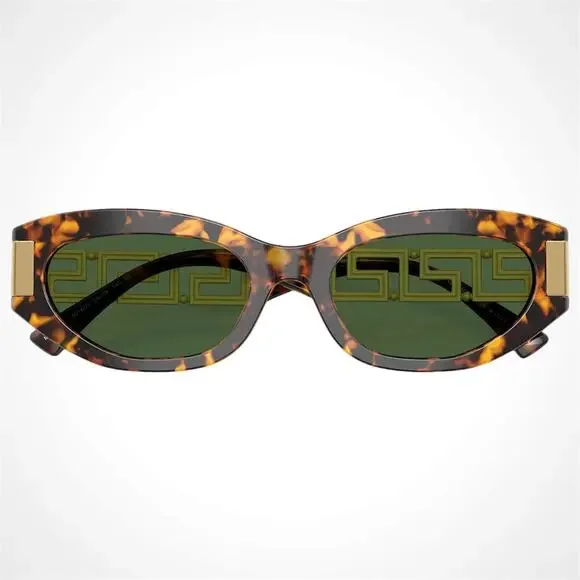 New VERSACE Sunglasses Brown Gold Acetate & Metal Cat Eye w/ Case